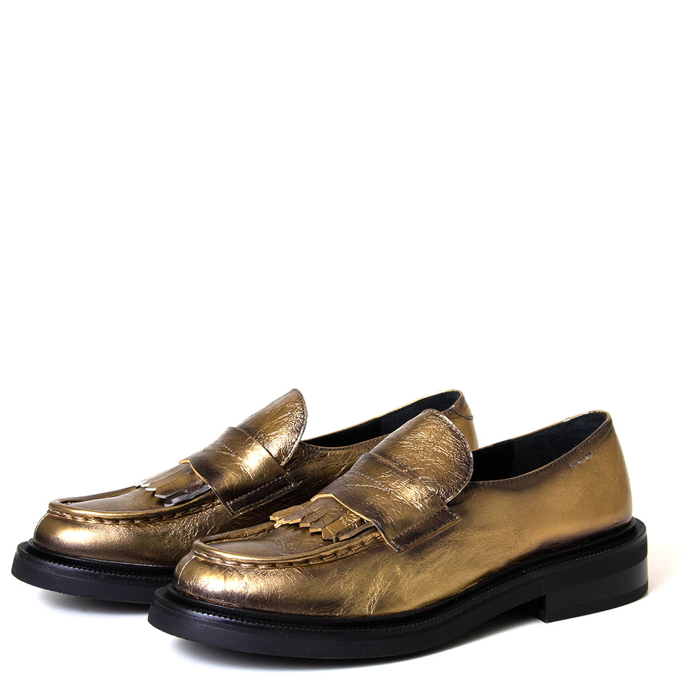 Alexander Hotto 66610 Amara. Women's gold leather loafer 1¼ inch heel.