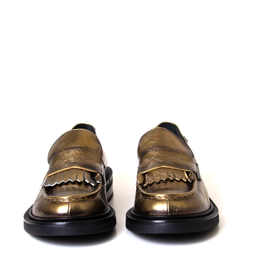 Alexander Hotto 66610 Amara. Women's gold leather loafer 1¼ inch heel.