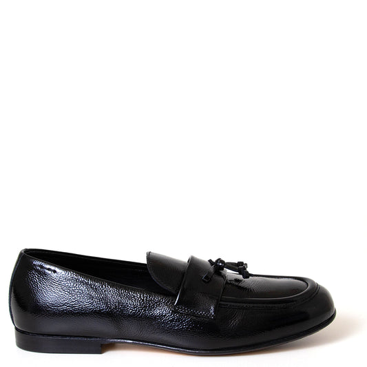 Alexander Hotto 66601 Aurelia. Women's black leather flat loafer.