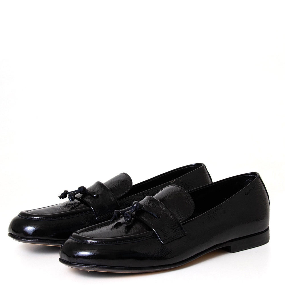 Alexander Hotto 66601 Aurelia. Women's black leather flat loafer.