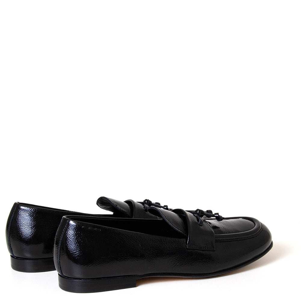 Alexander Hotto 66601 Aurelia. Women's black leather flat loafer.