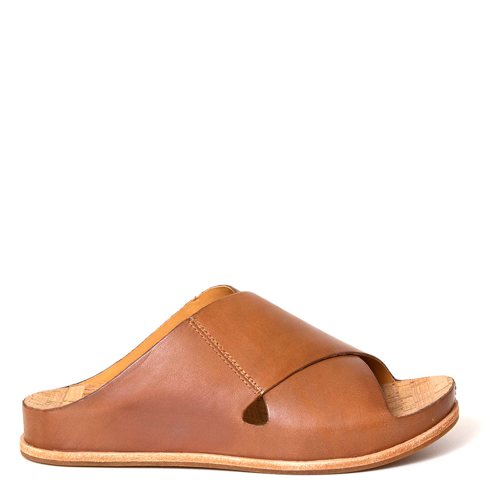 KorkEase Tutsi CrossBand. Women's slide sandal in brown leather. Bulo
