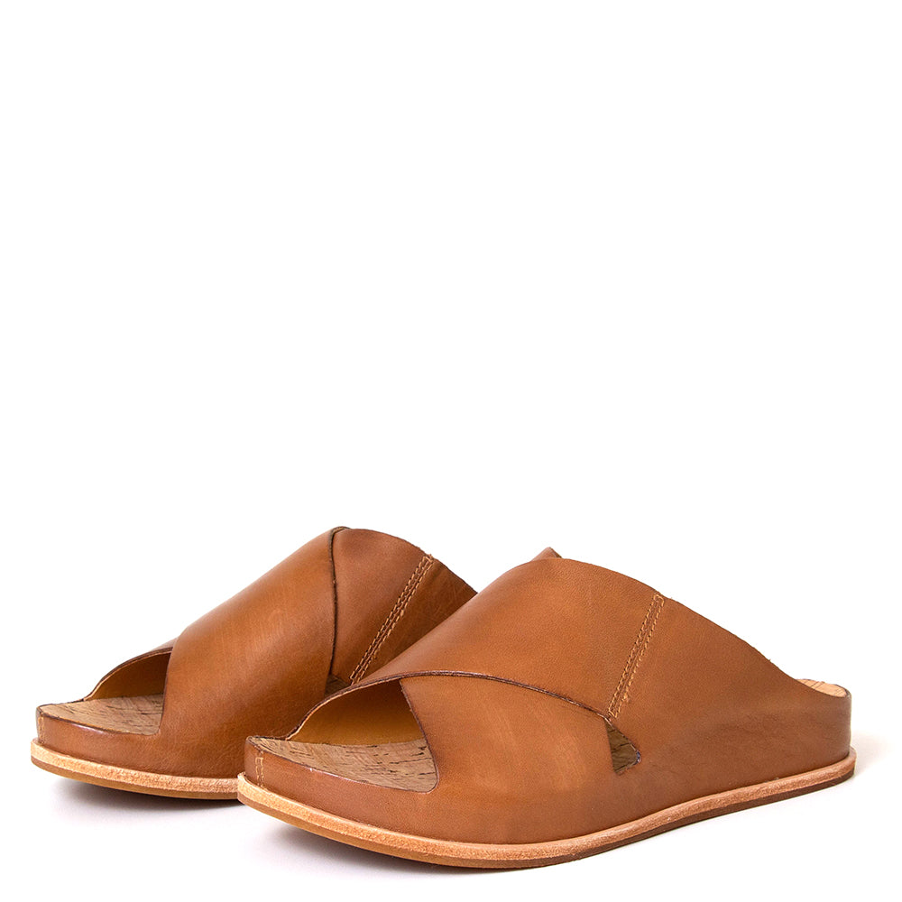 KorkEase Tutsi CrossBand. Women's slide sandal in brown leather. Bulo