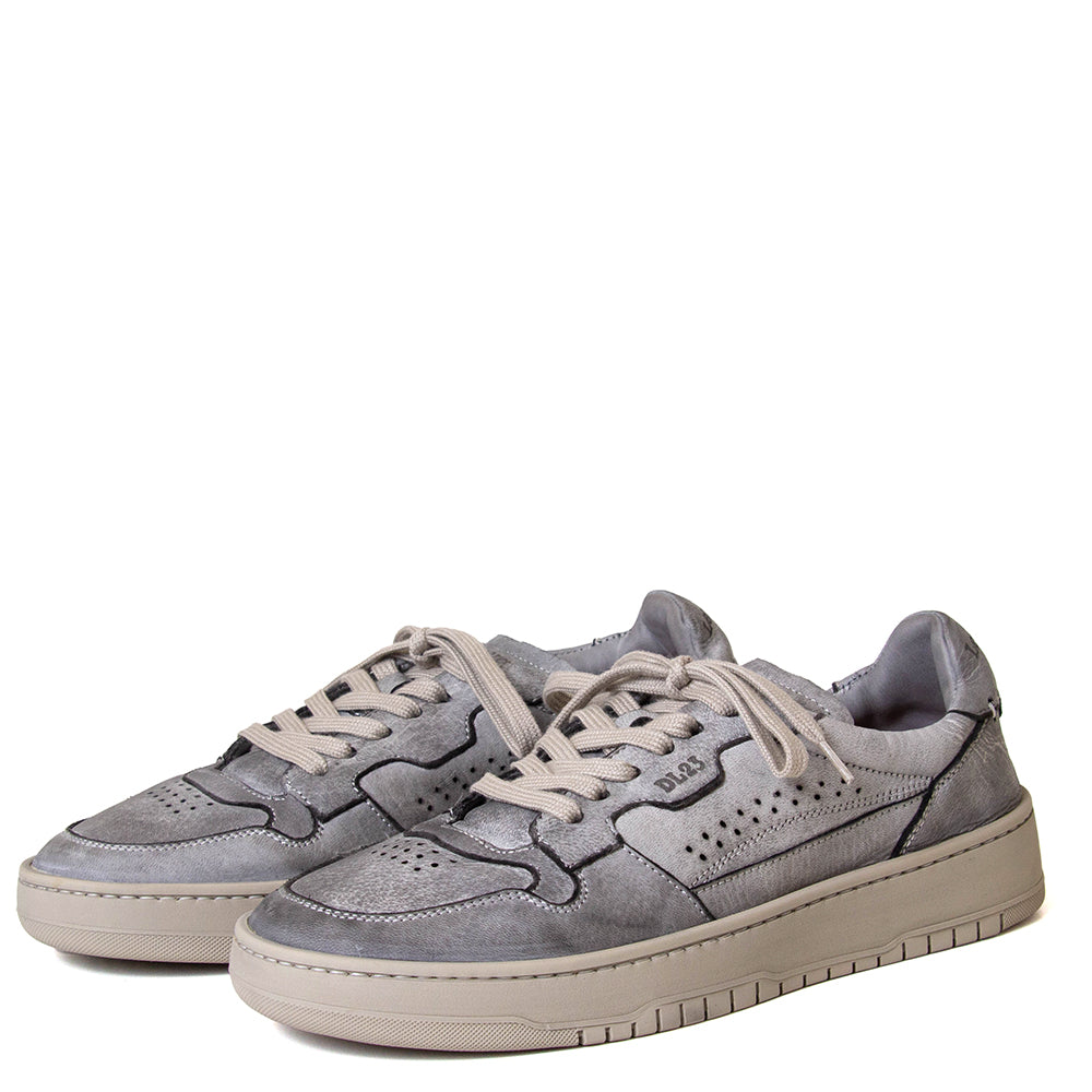 Lemargo Hb01a Jannik. Men's distressed grey leather sneaker. Made in Italy.