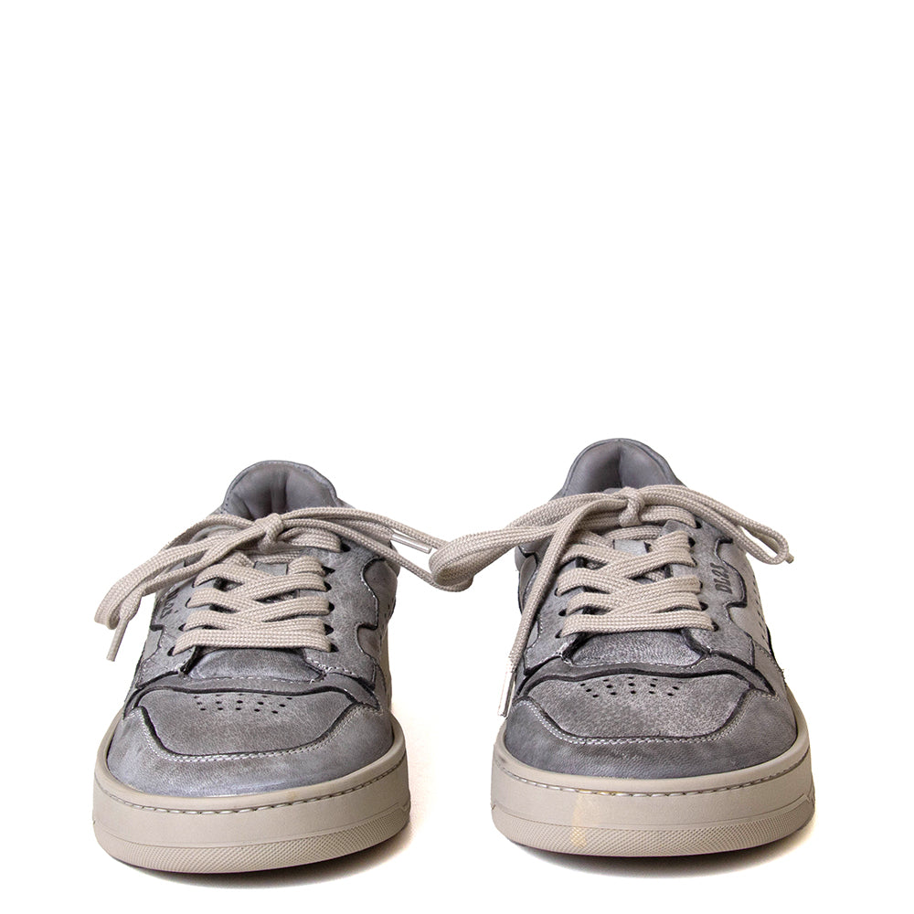 Lemargo Hb01a Jannik. Men's distressed grey leather sneaker. Made in Italy.