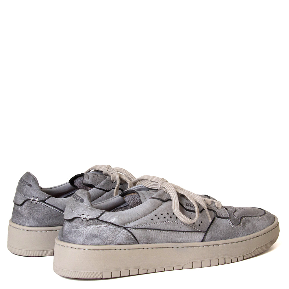 Lemargo Hb01a Jannik. Men's distressed grey leather sneaker. Made in Italy.
