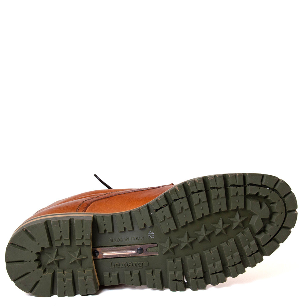 Lemargo Dr02a Starm. Men's capped toe cognac leather boot. Made in Italy.