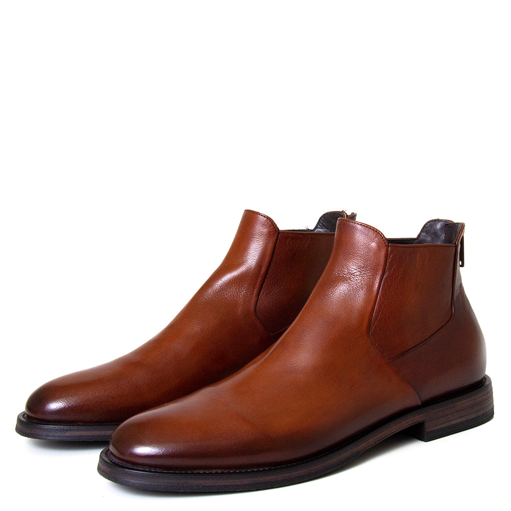 Pantanetti 16800E Chester. Men's Chelsea tan leather boot. Made in Italy.