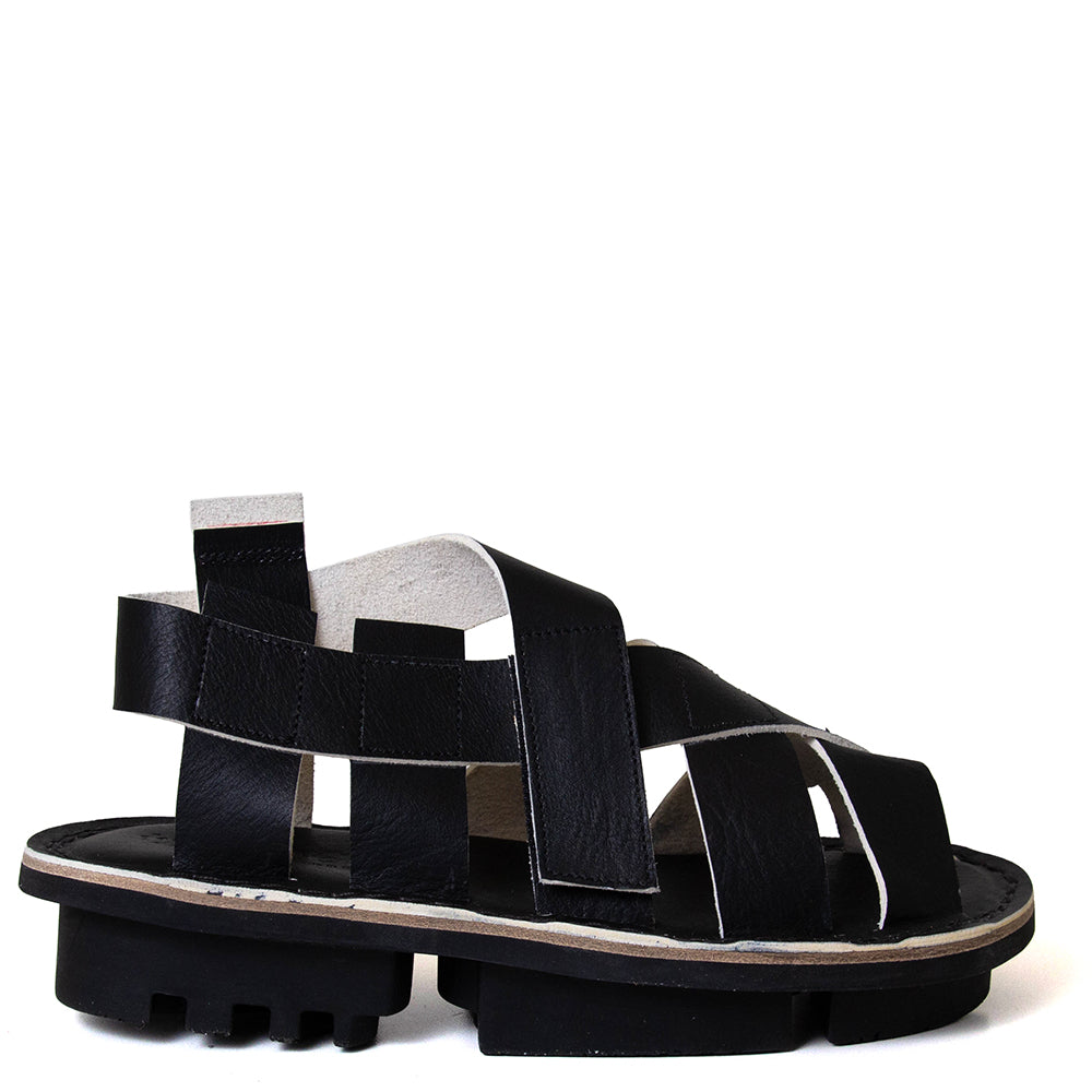 Trippen Network Women's Platform Leather Sandal in Black – Bulo