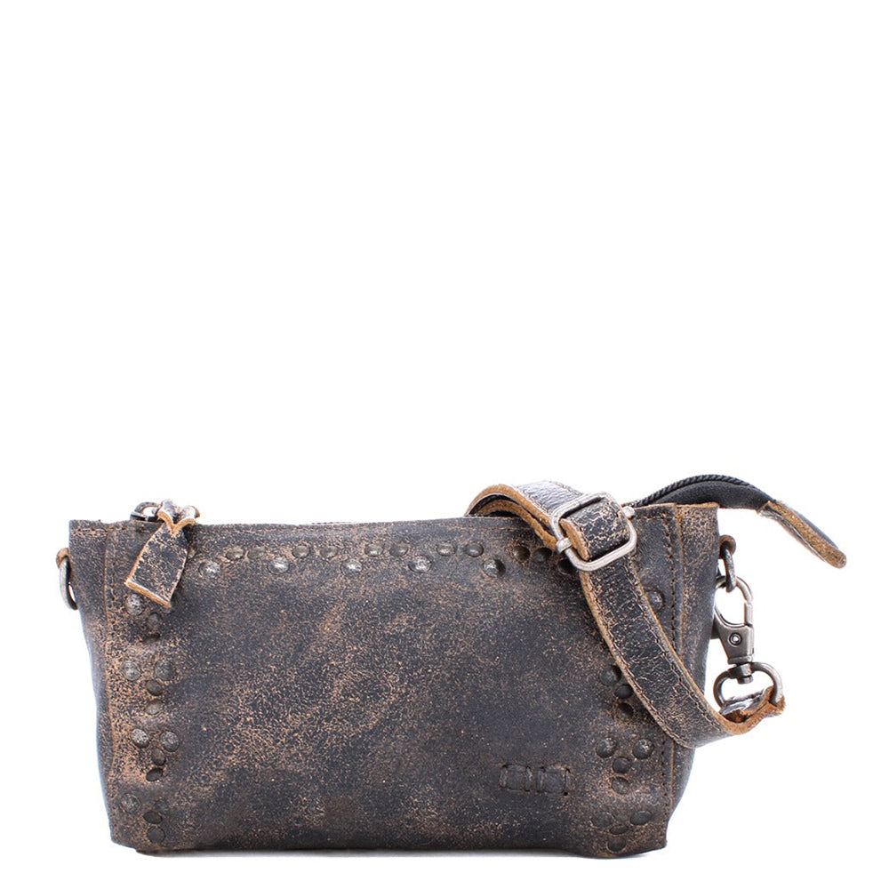 Bed Stu Encase. Small black leather clutch multiple pockets. bag.