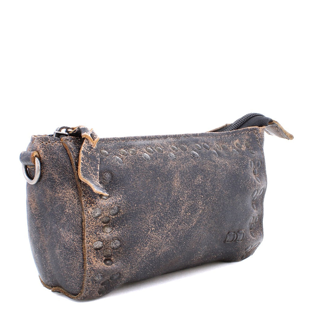 Bed Stu Encase. Small black leather clutch multiple pockets. bag.