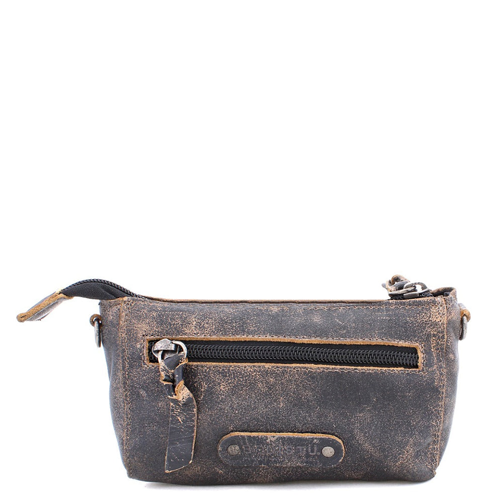 Bed Stu Encase. Small black leather clutch multiple pockets. bag.