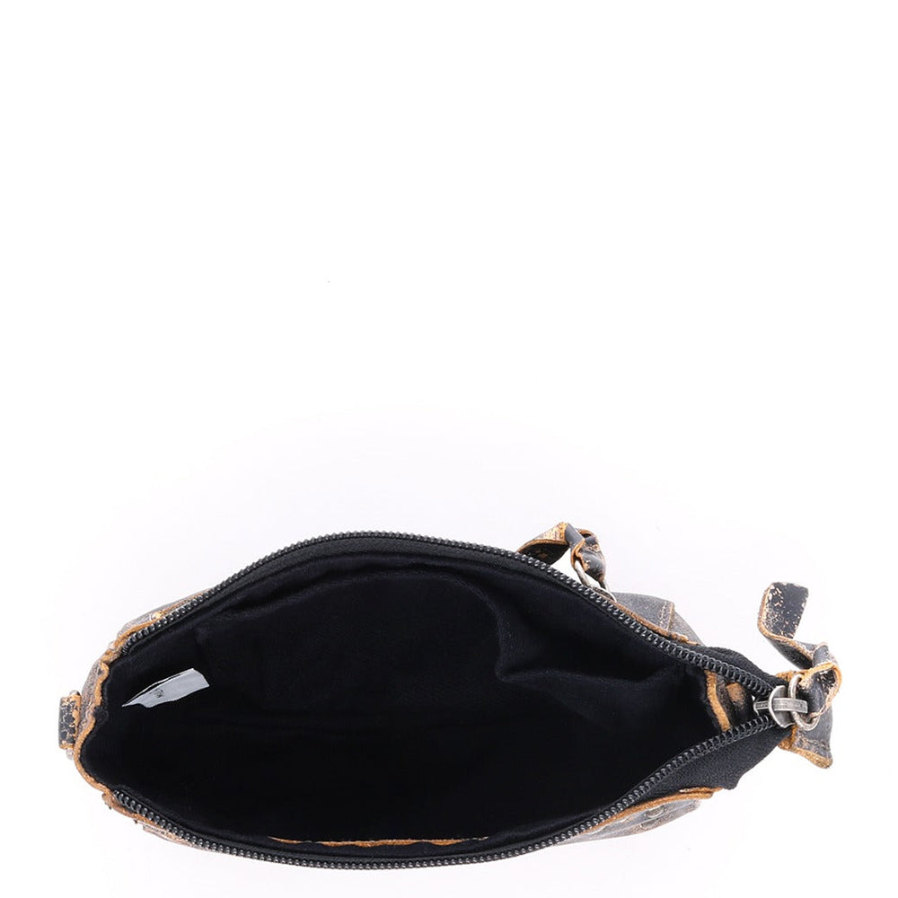 Bed Stu Encase. Small black leather clutch multiple pockets. bag.
