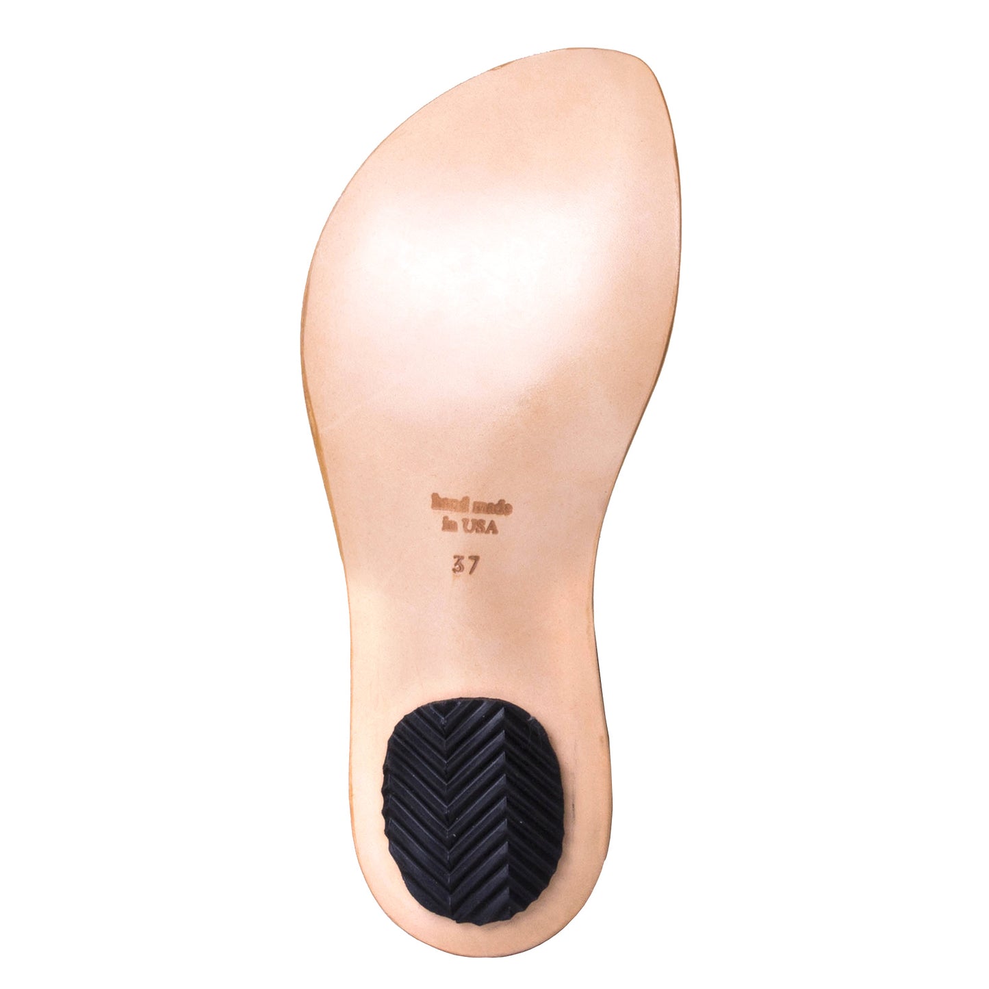 Cydwoq Thong , Hillary Sandal Pink gold leather, single strap and toe ring. Made in California. Bottom view.