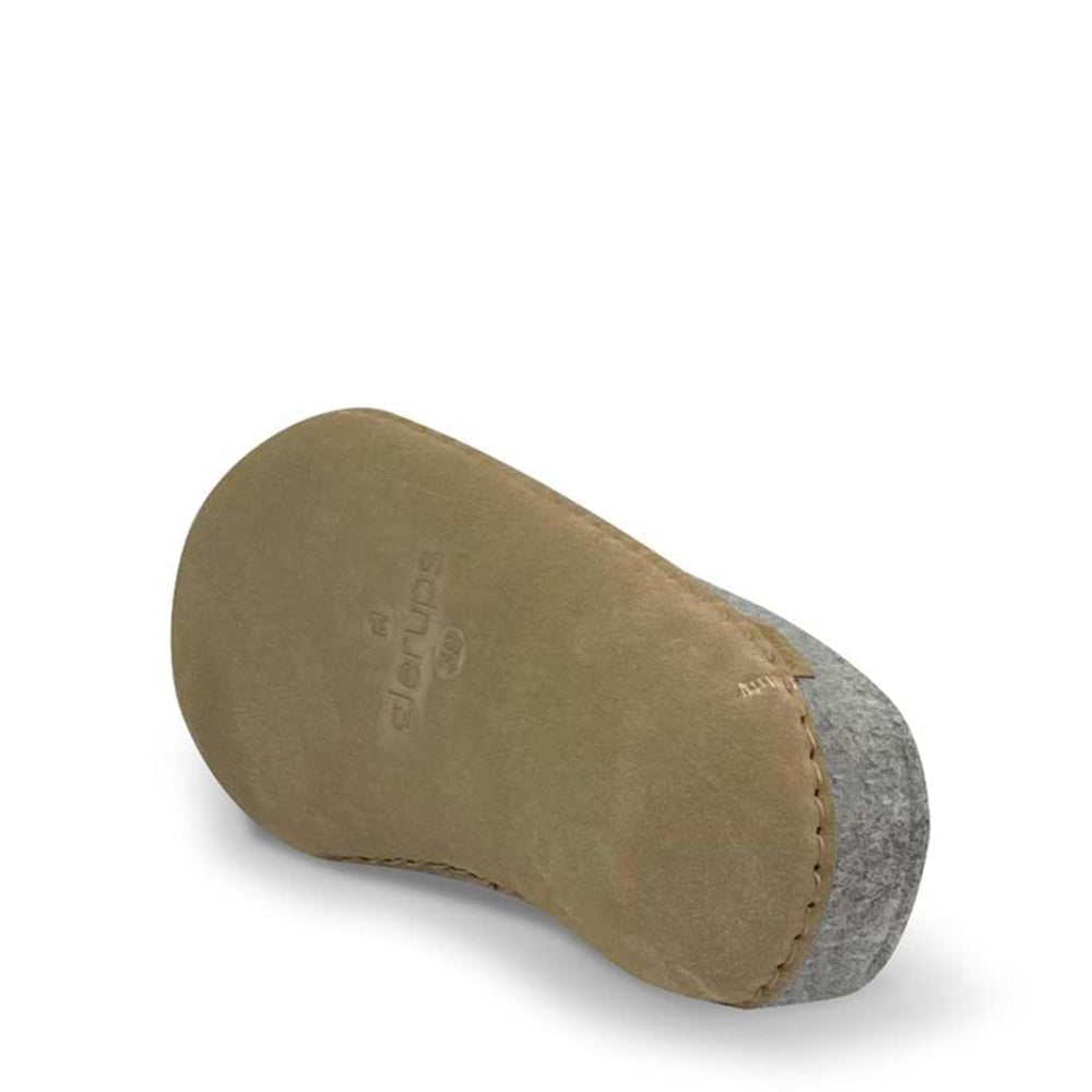 Glerups Slip On. Unisex 100% grey wool slipper. Made in Romania. Sole view.
