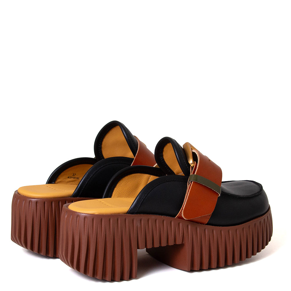 4CCCCEES Plia Hazel women's platform black leather mule. – Bulo