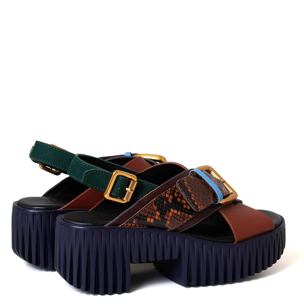 4CCCCEES Plia Juno women's platform leather sandal in coffee. – Bulo