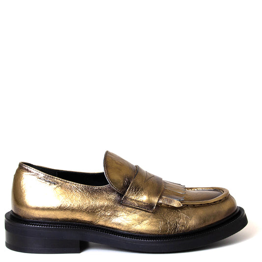 Alexander Hotto 66610 Amara. Women's gold leather loafer 1¼ inch heel.