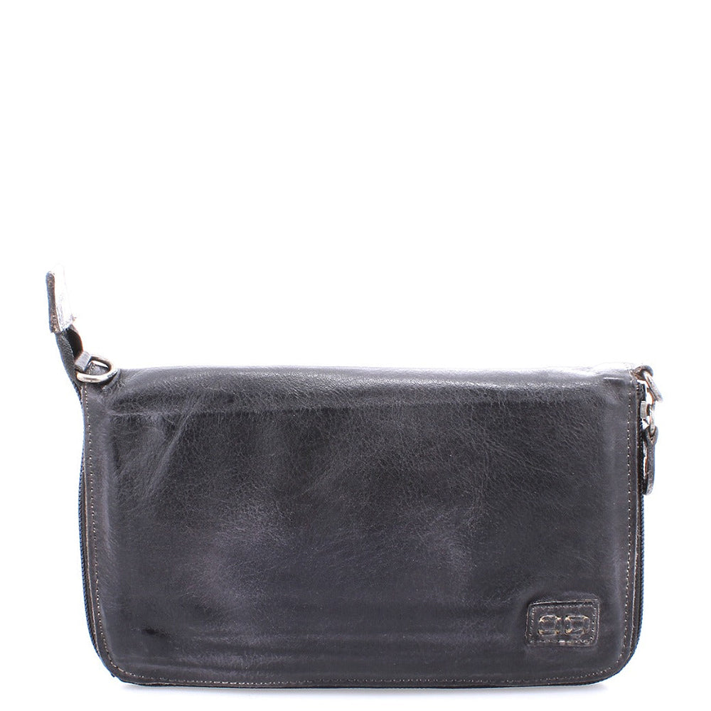 Bed Stu Templeton II. Women's clutch crossbody bag in black leather.