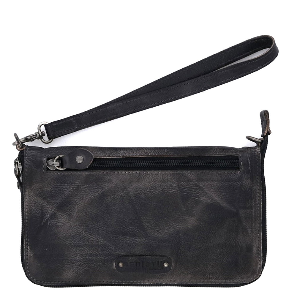 Bed Stu Templeton II. Women's clutch crossbody bag in black leather.