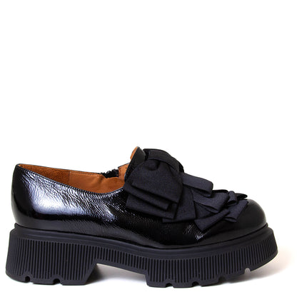 Chie Mihara Qayro. Women's platform black leather shoe. Made in Spain.