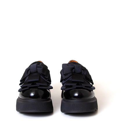 Chie Mihara Qayro. Women's platform black leather shoe. Made in Spain.