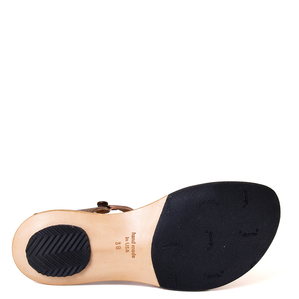 Cydwoq Lynx. Women's bronze leather sculpted leather sole sandal