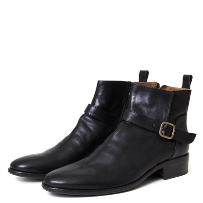 Fiorentini + Baker Colb. Men's black leather dress boot with buckle.