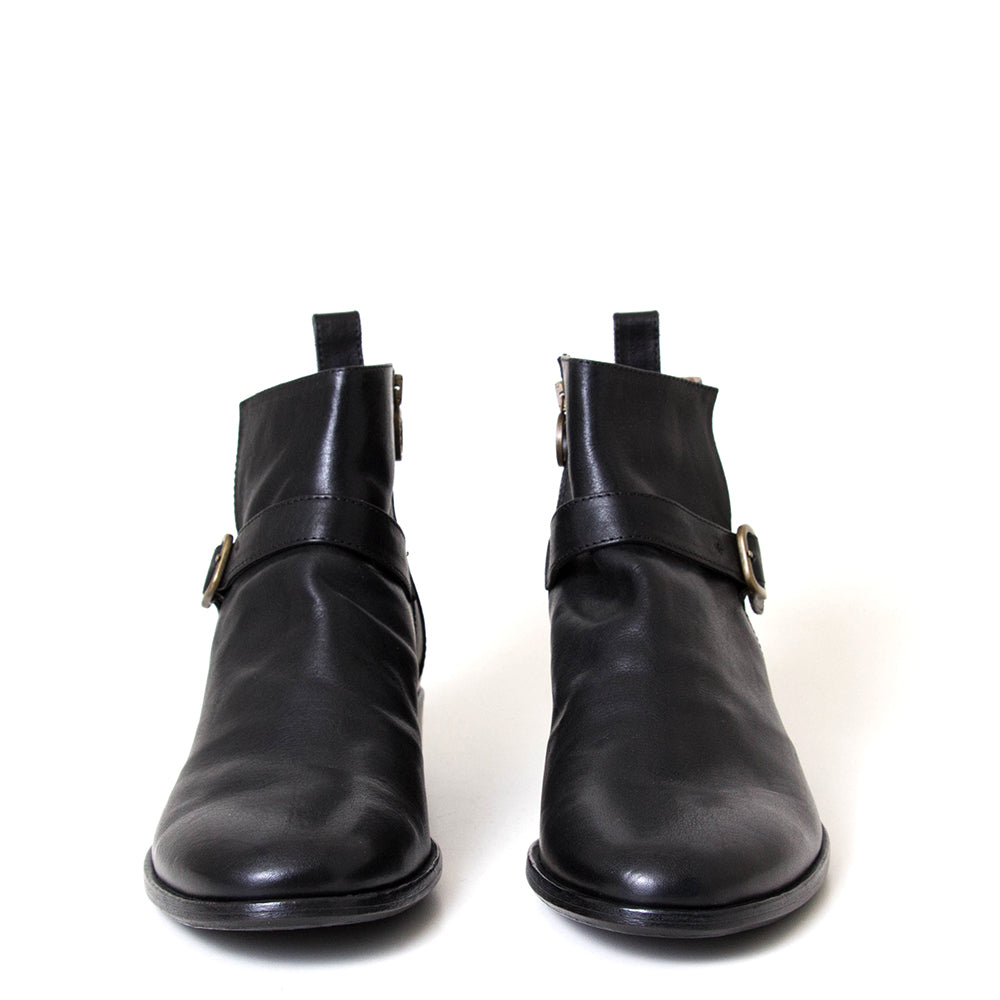 Fiorentini + Baker Colb. Men's black leather dress boot with buckle.