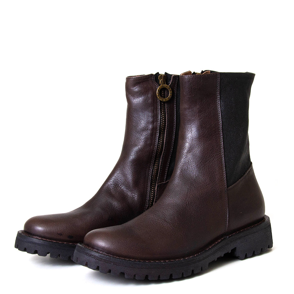 Fiorentini + Baker Ebe. Women's brown leather ankle boot. Made in Italy.