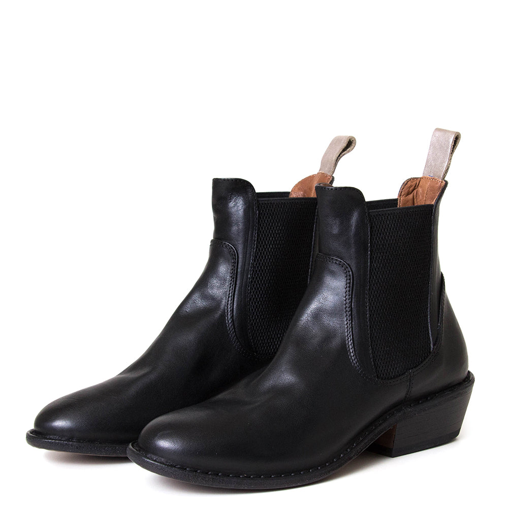 Fiorentini + Baker Rule. Women's black leather 1⅝" heel Chelsea boot.