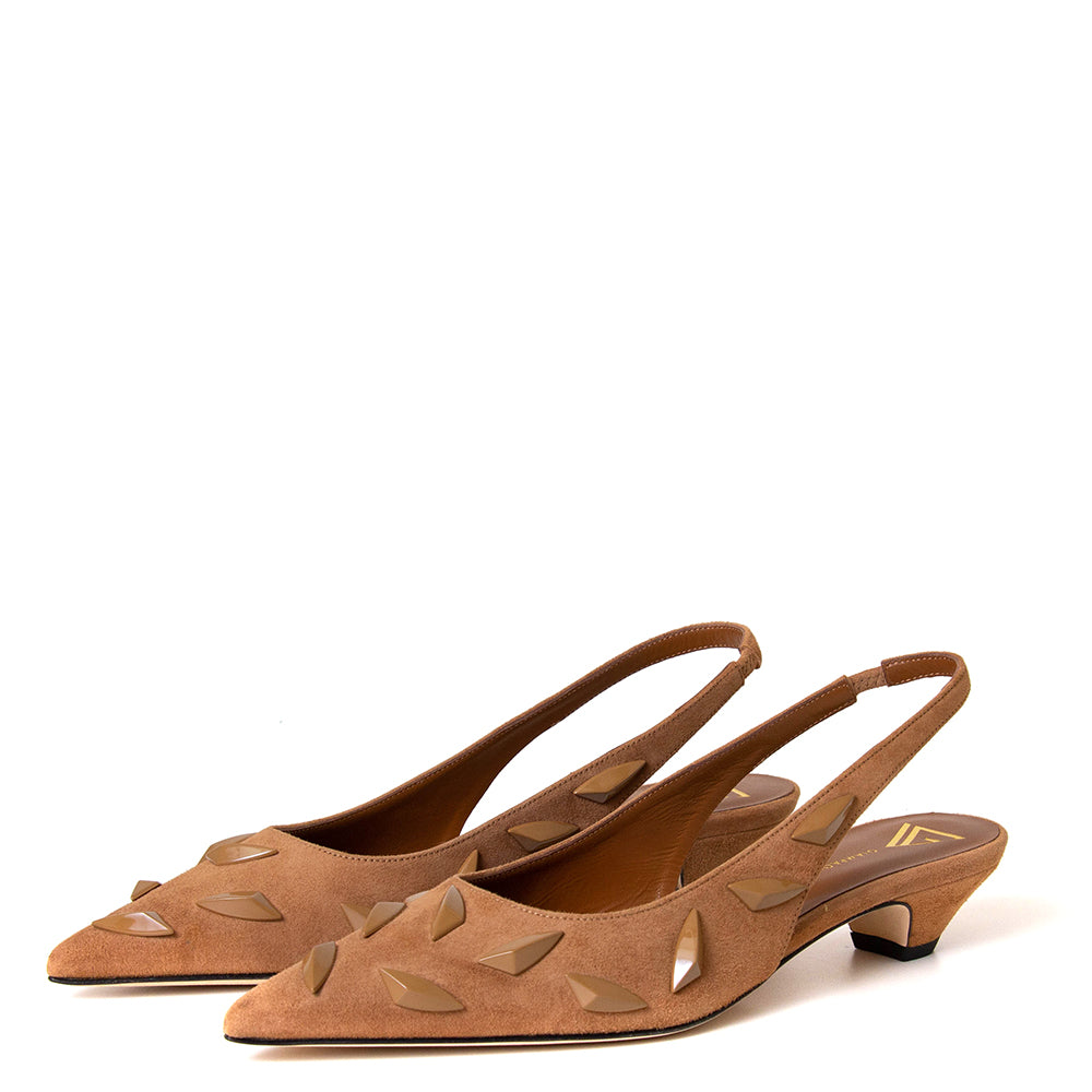 Popp Women's Studded Suede Leather Pump