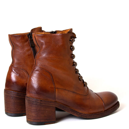 Jo Ghost ART.5291. Women's cognac leather boot with 2½-inch heel. Made in Italy. 