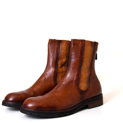 Jo Ghost ART 3312. Men's cognac chelsea leather boot with 1¼ inch heel. Made in Italy.