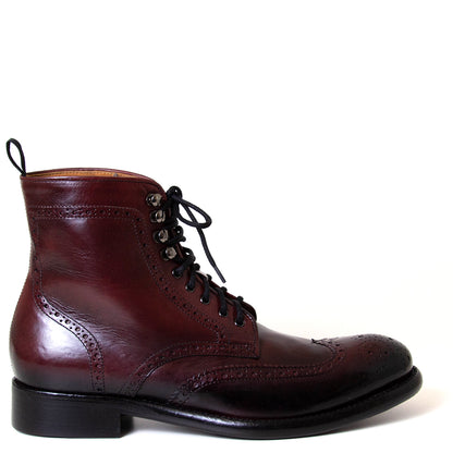 Jo Ghost ART.3292. Men's lace-up brogue mulberry leather boot. Made in Italy.