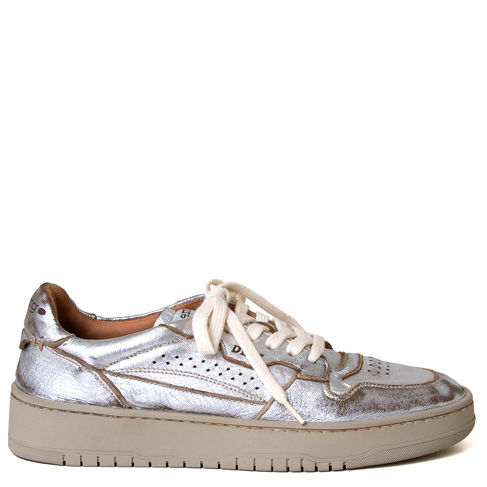 Lemargo Hc01a Camila. Women's silver suede leather sneaker. Made in Italy.