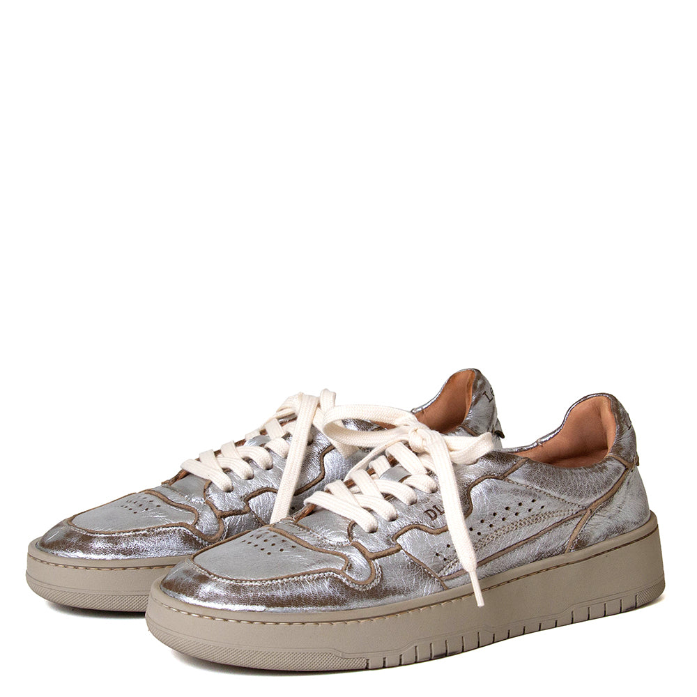 Lemargo Hc01a Camila. Women's silver suede leather sneaker. Made in Italy.