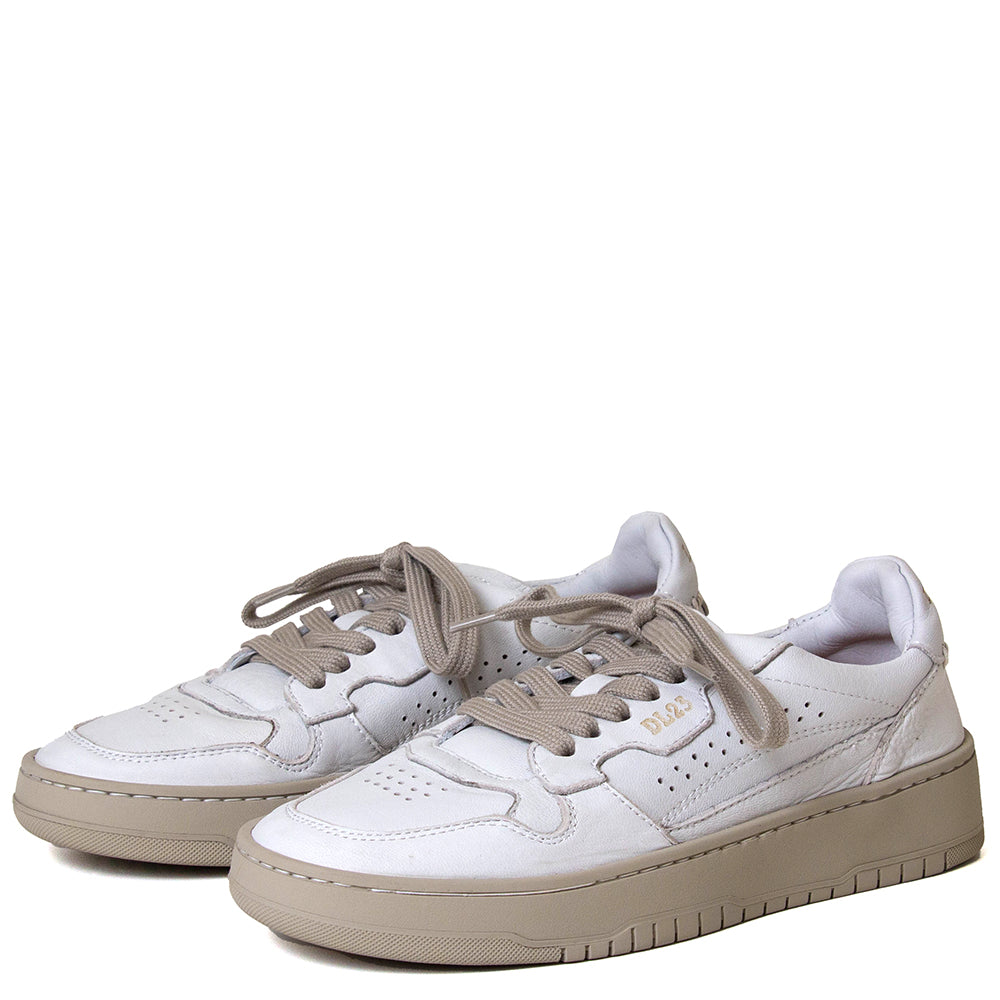 Lemargo Hc01a Camila. Women's distressed white suede leather sneaker. Made in Italy.