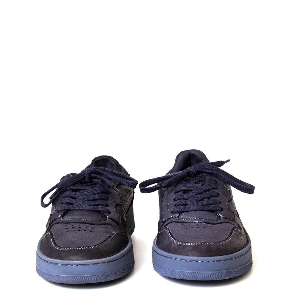 Lemargo Hb01a Jannik. Men's navy blue leather sneaker. Made in Italy.