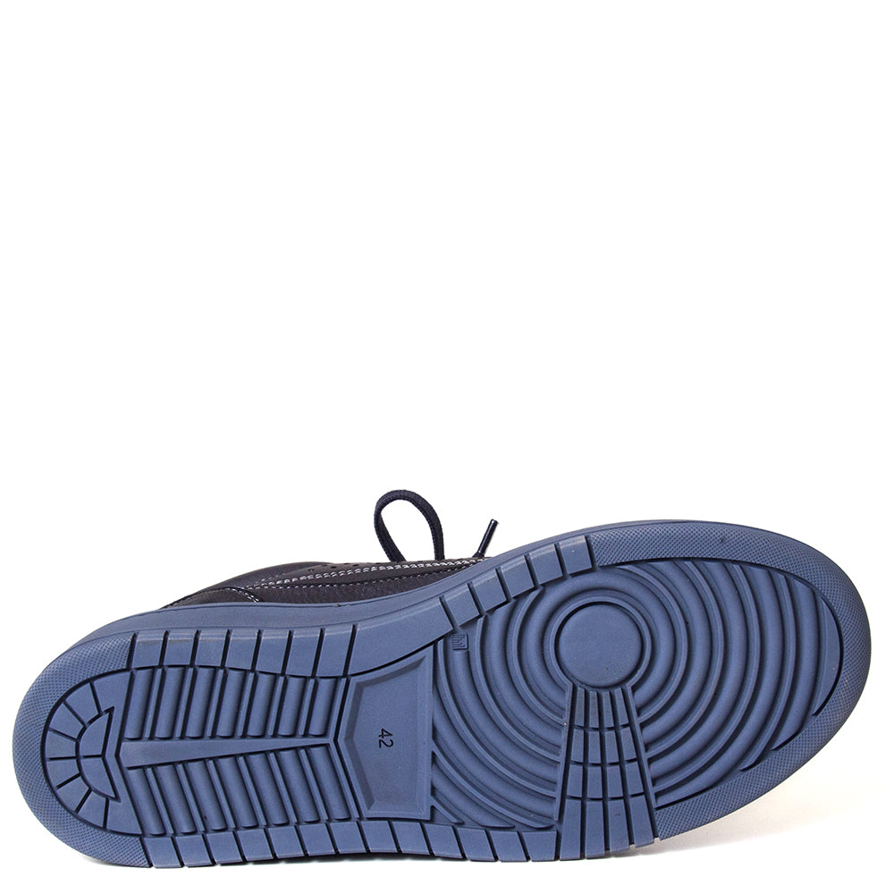 Lemargo Hb01a Jannik. Men's navy blue leather sneaker. Made in Italy.