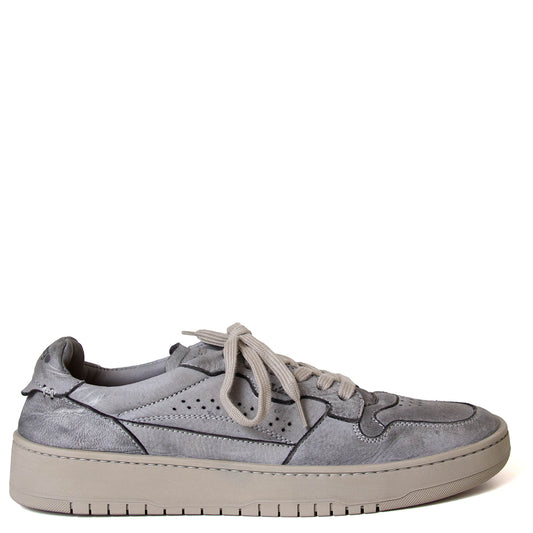 Lemargo Hb01a Jannik. Men's distressed grey leather sneaker. Made in Italy.