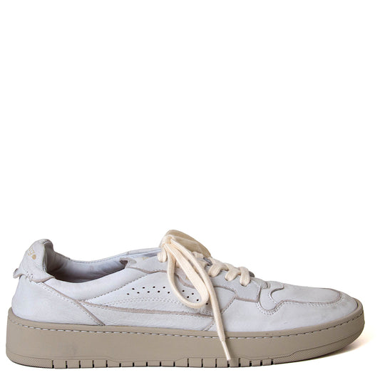 Lemargo Hb01a Jannik. Men's distressed white leather sneaker. Made in Italy.