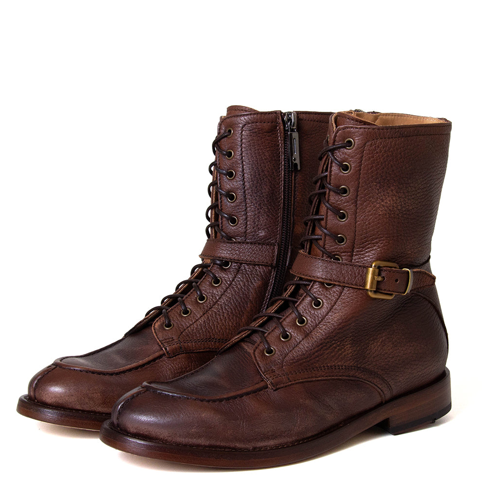Milly Cioccolato 25A Women's Leather Combat Boot