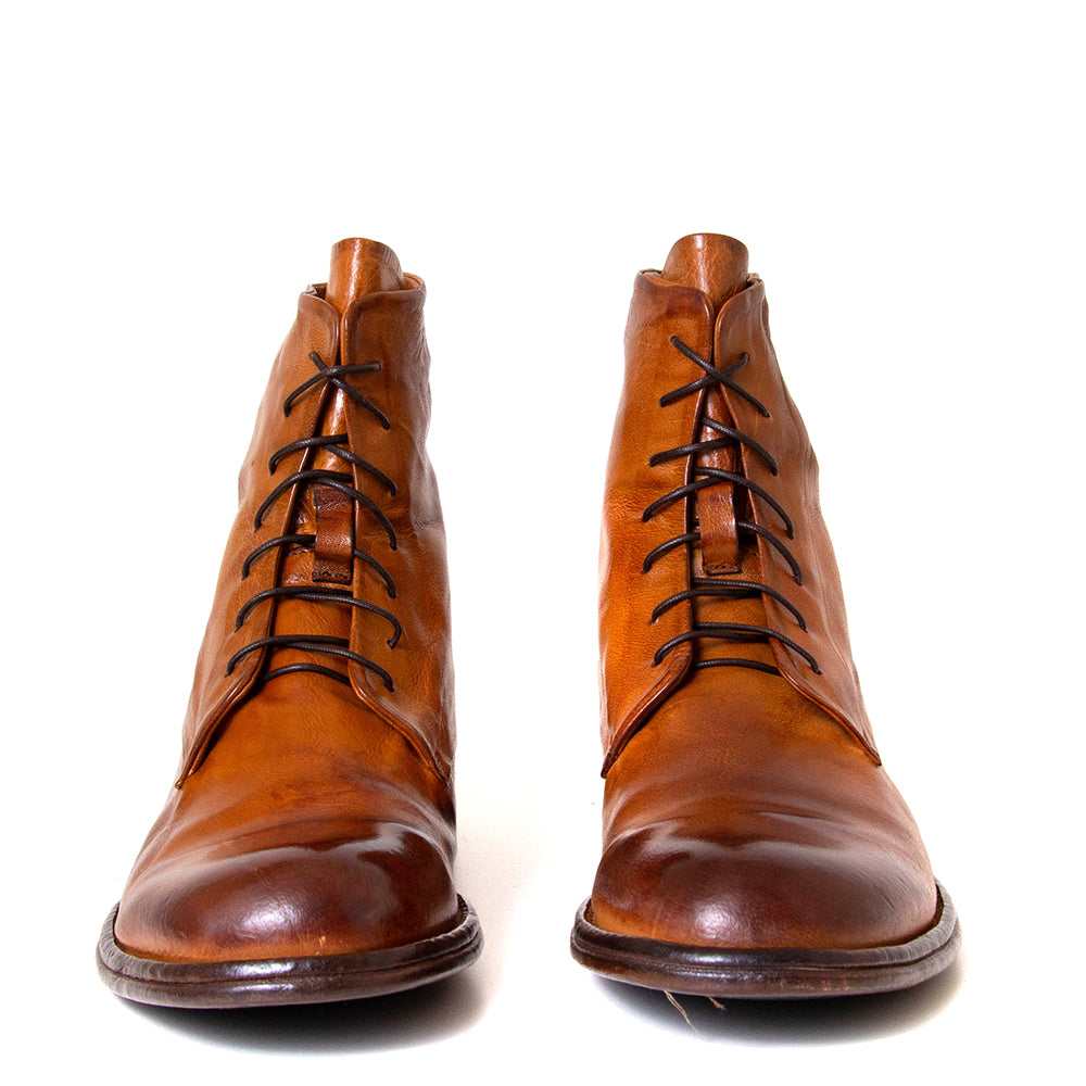 Lemargo Df13a Nigel. Men's dark cognac leather combat boot. Made in Italy.