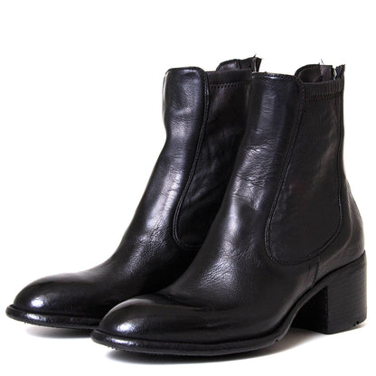 Lemargo Ap06a. Women's heeled ankle boot in black leather. Made in Italy. 