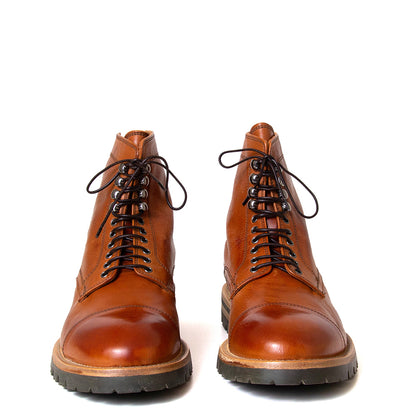 Lemargo Dr02a Starm. Men's capped toe cognac leather boot. Made in Italy.