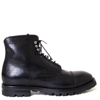 Lemargo Dr02a Starm. Men's capped toe black leather boot. Made in Italy.