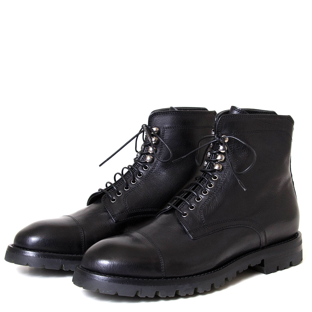 Lemargo Dr02a Starm. Men's capped toe black leather boot. Made in Italy.