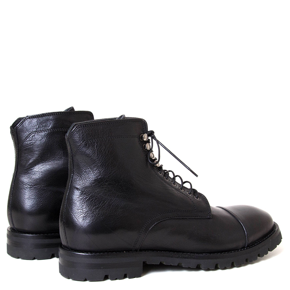 Lemargo Dr02a Starm. Men's capped toe black leather boot. Made in Italy.