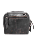 Bed Stu Capture. Women's crossbody bag in washed black leather. Height: 6 inches // Width: 7 inches // Depth 2½ inches